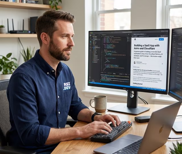 Software development workspace with code editor and modern tools